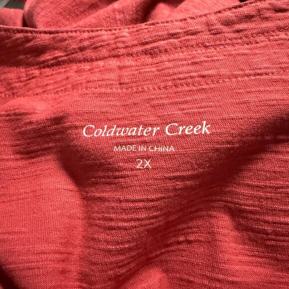 Coldwater Creek Womens Red Textured Long Sleeve Tunic Top 2X Crochet Details - Picture 5 of 8